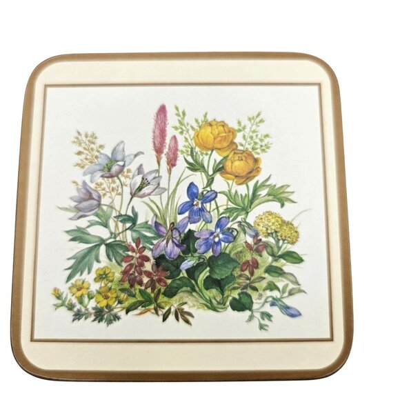Pimpernel Meadow Flowers Cork Backed Coasters Set Of 6 England - Picture 7 of 12